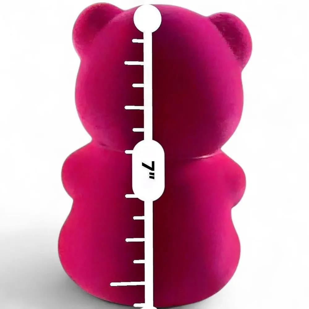 Kawaii Hot Pink Fuchsia White Plastic Flocked Skeleton Bear Figure 7” Cutegoth